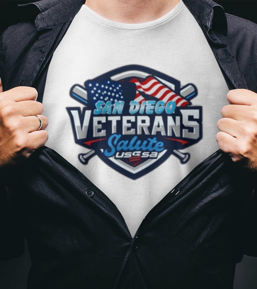 San Diego Veterans Salute USSSA Baseball Event American Flag T-Shirt