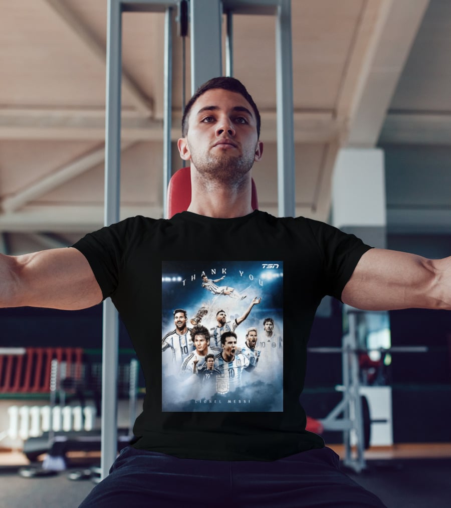 Thank You Lionel Messi TSN Argentina Soccer Legend With Trophy And Team Moments T-Shirt