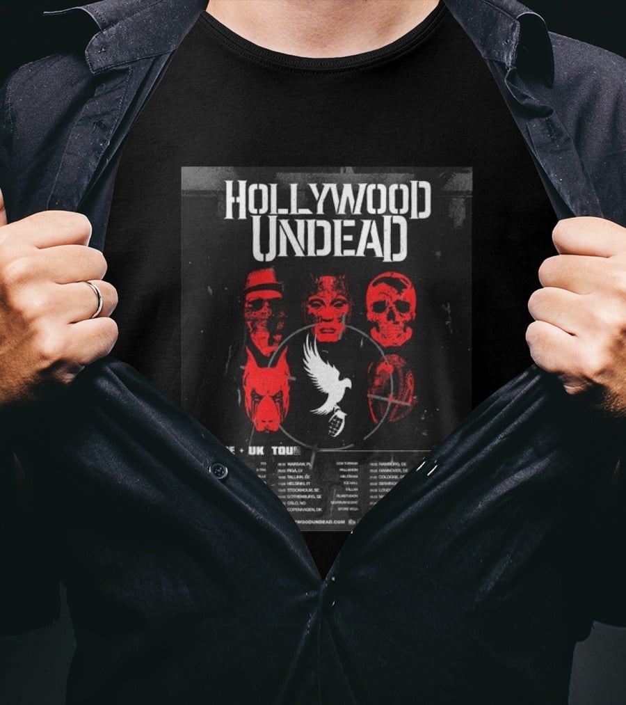 Hollywood Undead Europe UK 2027 Tour Cities And Mask T-Shirt