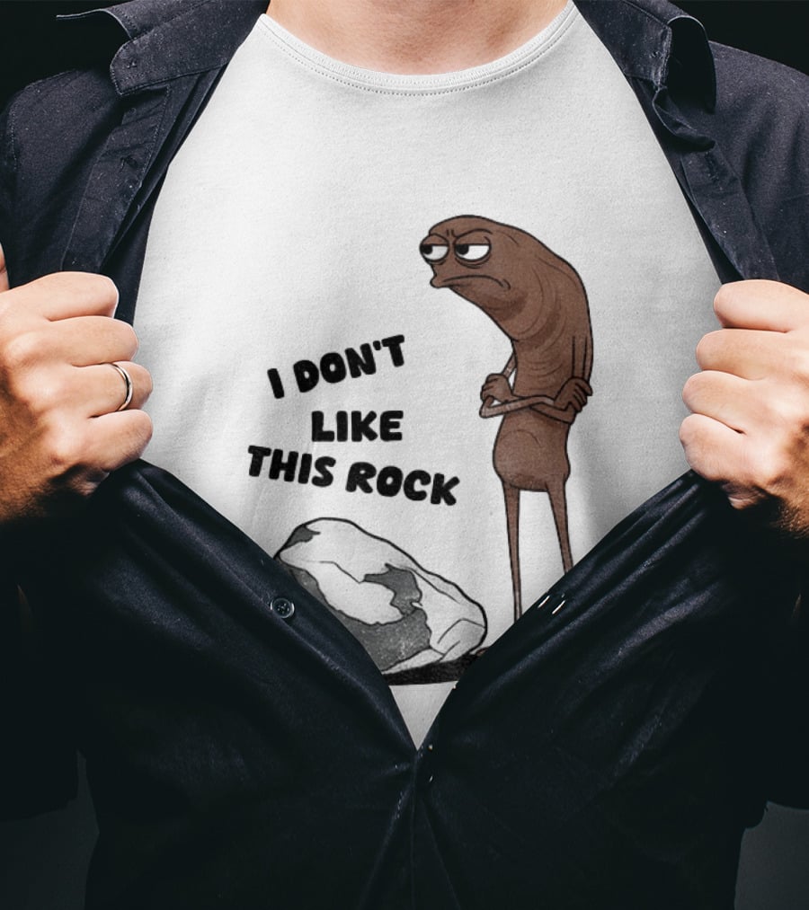 Marcus The Worm I Don't Like This Rock Grumpy Cartoon Expression T-Shirt