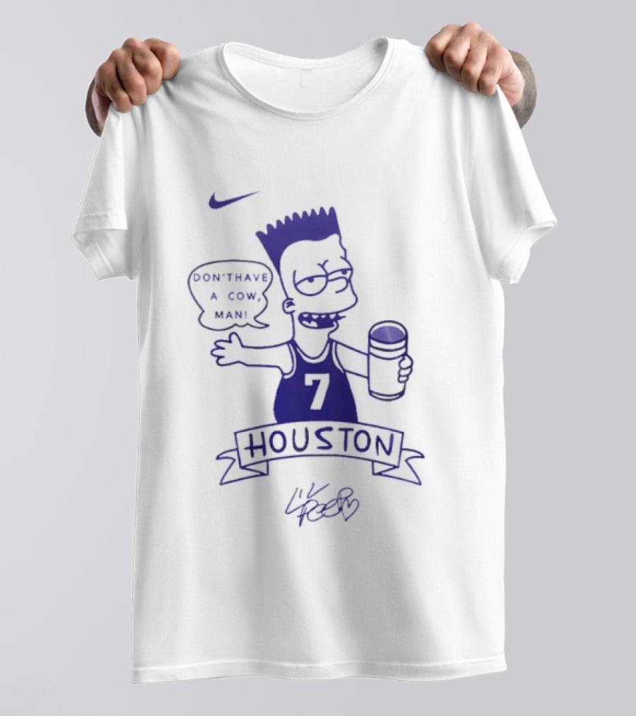 Bart Simpson Nike Houston 7 Don't Have A Cow Man Lil Peep T-Shirt