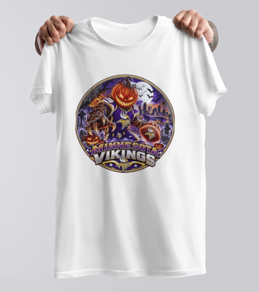 Minnesota Vikings Halloween Jack O' Lantern Football Spooky Night T-Shirt
