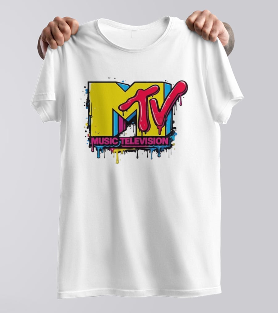 MTV Music Television 90s Nostalgia Bold Neon Drip T-Shirt