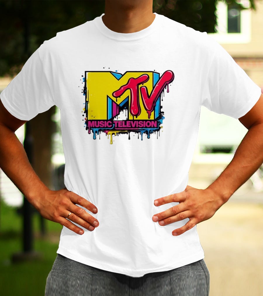 MTV Music Television 90s Nostalgia Bold Neon Drip T-Shirt