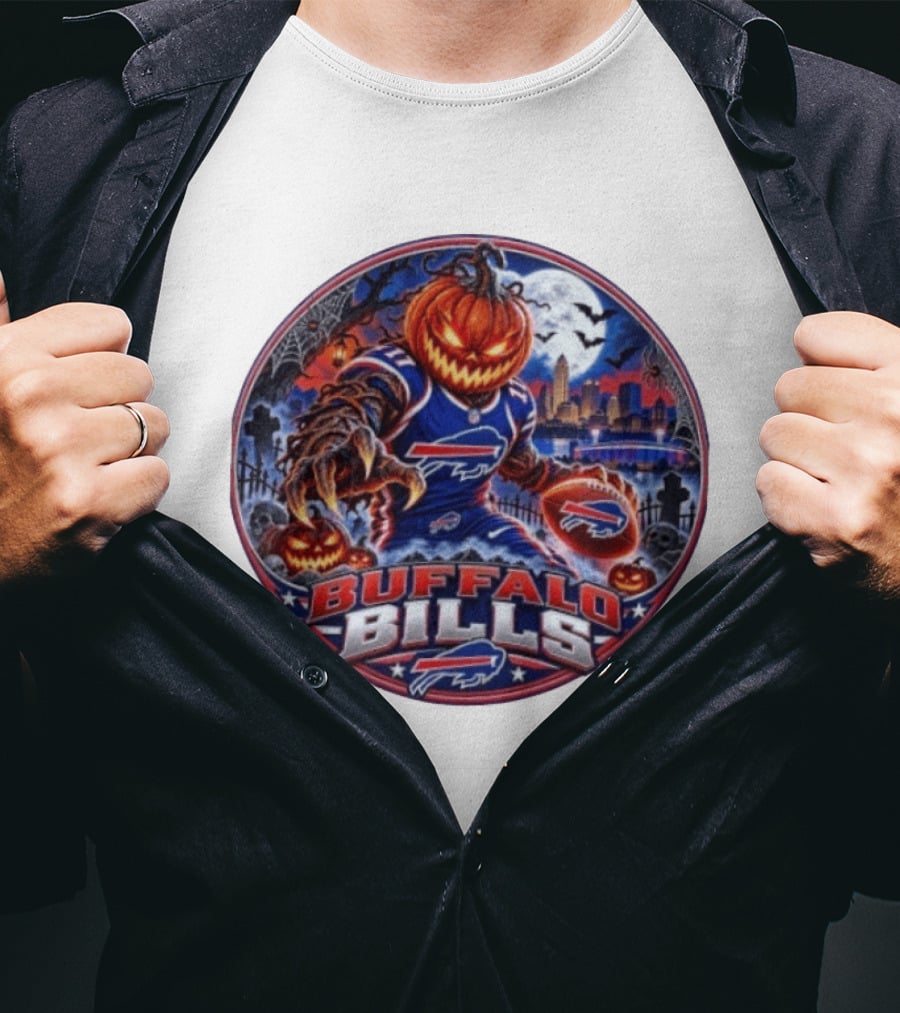 Buffalo Bills Halloween Jack O' Lantern Spooky Night Football T-Shirt