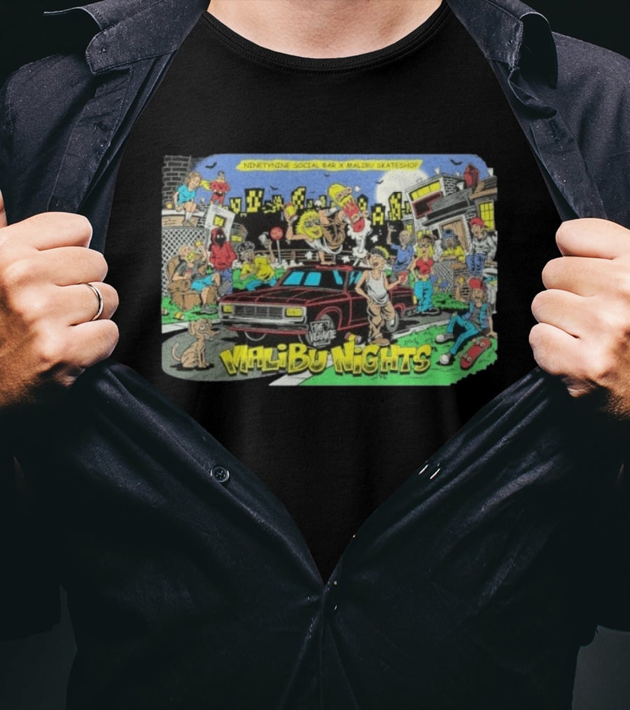 Malibu Nights NinetyNine Social Bar X Malibu Skateshop The Vigilante T-Shirt
