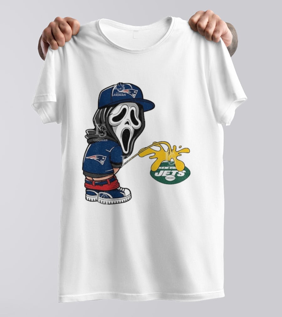 New England Patriots Ghostface Urinating On New York Jets T-Shirt