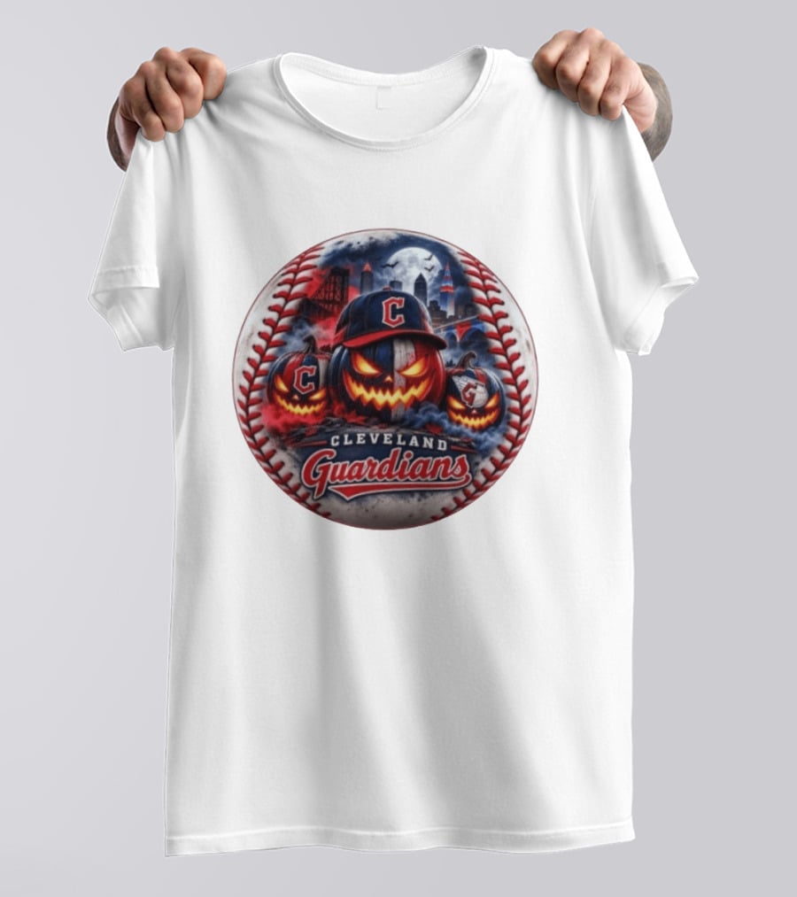 Cleveland Guardians Halloween Jack O' Lantern Spooky Baseball T-Shirt