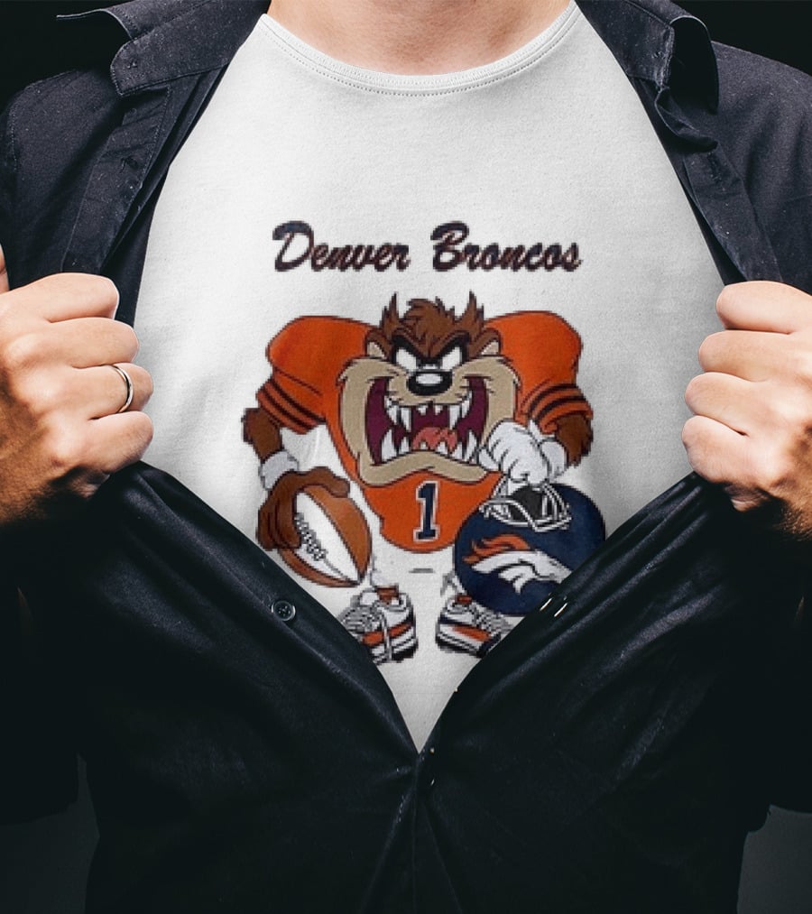 Denver Broncos Taz Looney Tunes Football Number 1 T-Shirt