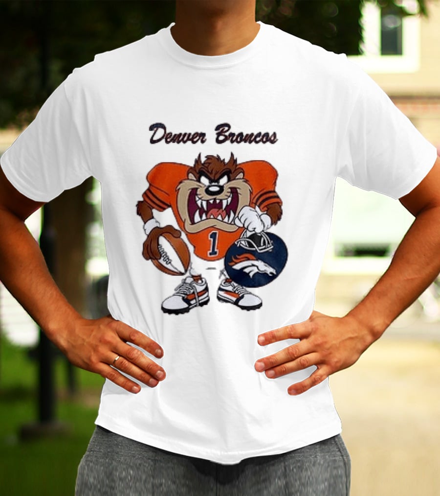 Denver Broncos Taz Looney Tunes Football Number 1 T-Shirt
