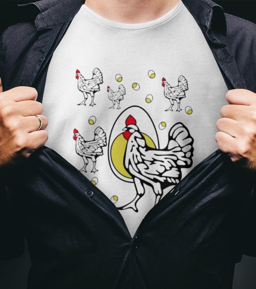 Farm Chicken And Egg Poultry Hen With Rooster And Eggs T-Shirt