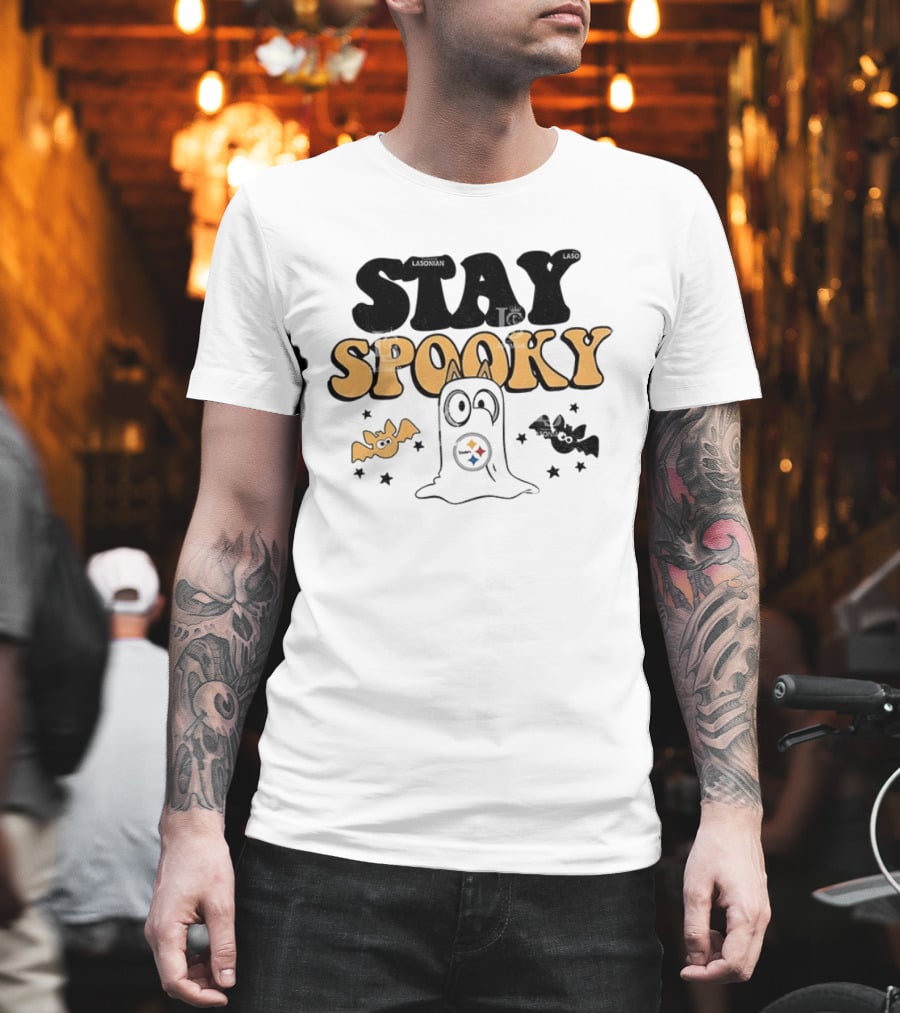 Pittsburgh Steelers Bluey Halloween Stay Spooky Ghost And Bats T-Shirt
