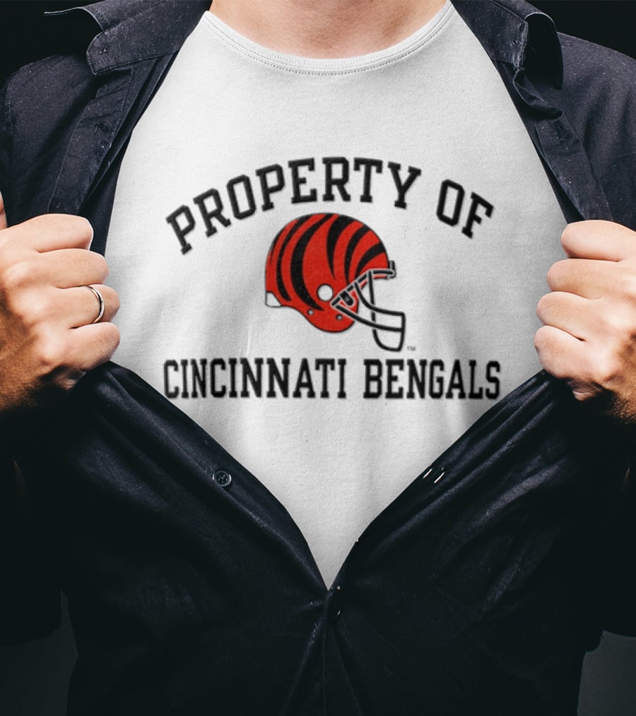 Cincinnati Bengals Helmet Property Of NFL Sports Fan Gear T-Shirt