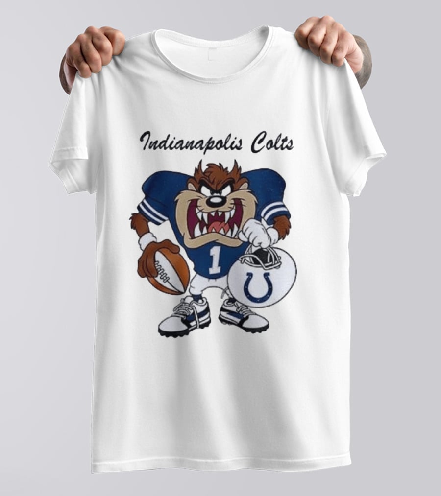 Indianapolis Colts Looney Tunes Taz Football Character Collaboration T-Shirt