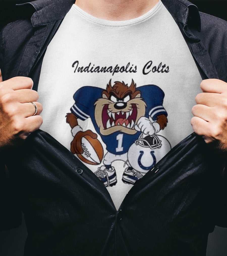 Indianapolis Colts Looney Tunes Taz Football Character Collaboration T-Shirt
