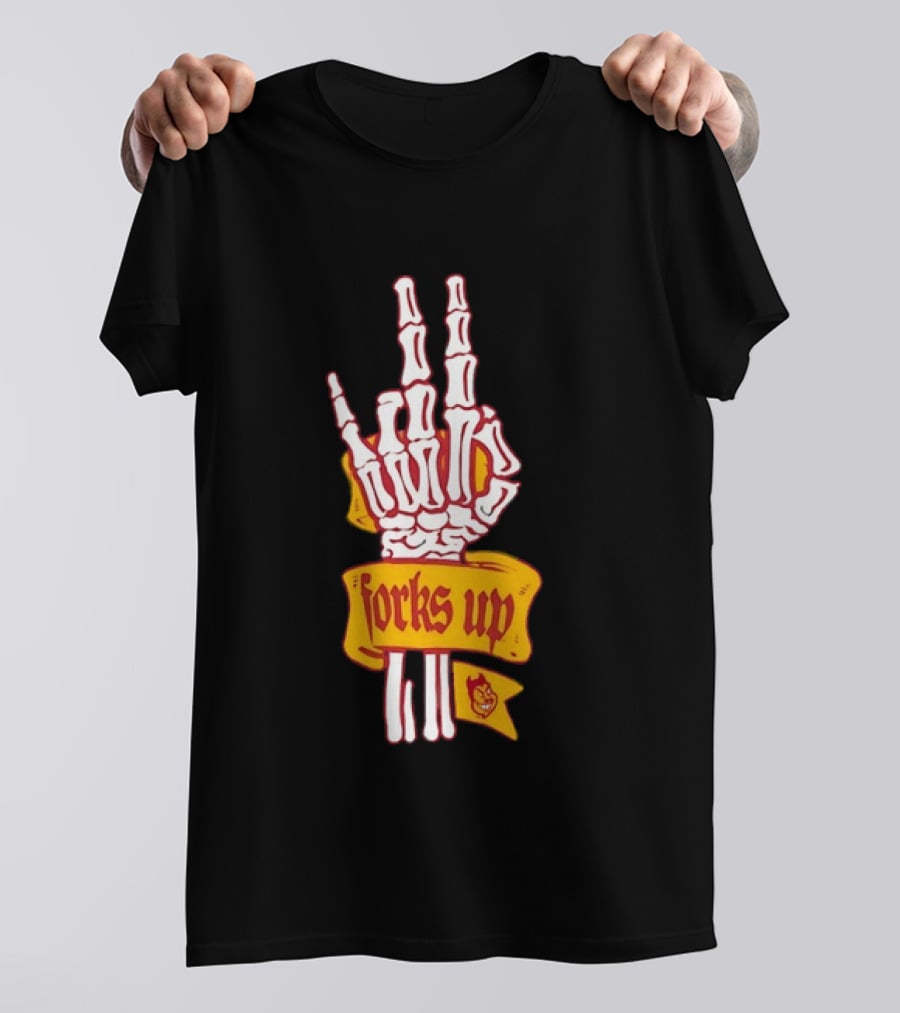 Arizona State Sun Devils Forks Up Skeleton Hand Fan Gear T-Shirt