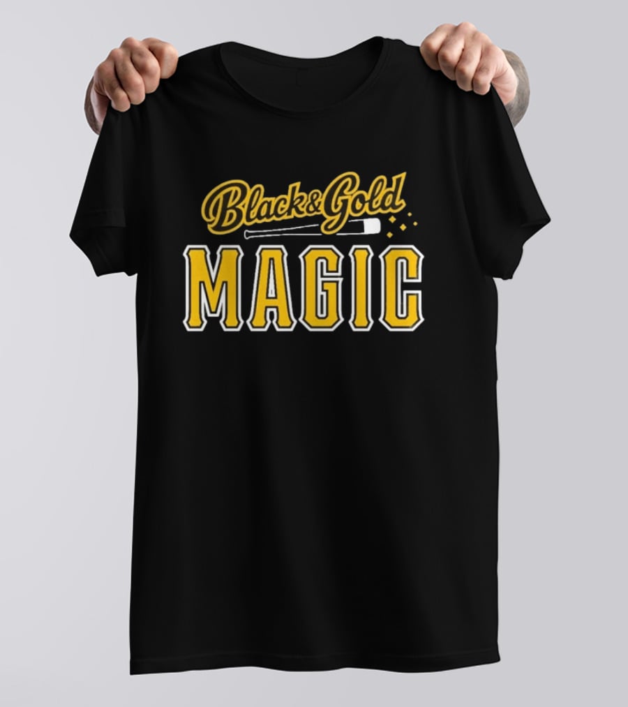 Black And Gold Magic Baseball Sports T-Shirt