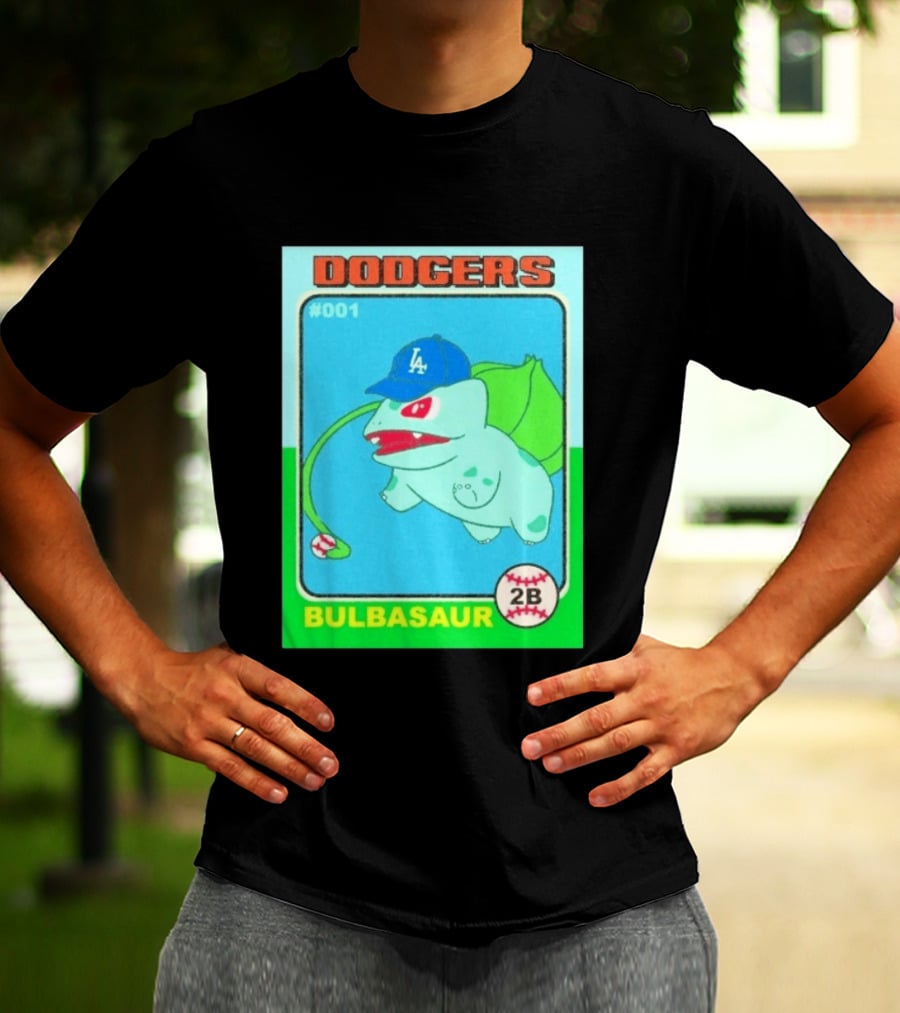 Bulbasaur Dodgers LA Cap Baseball Card No 001 T-Shirt
