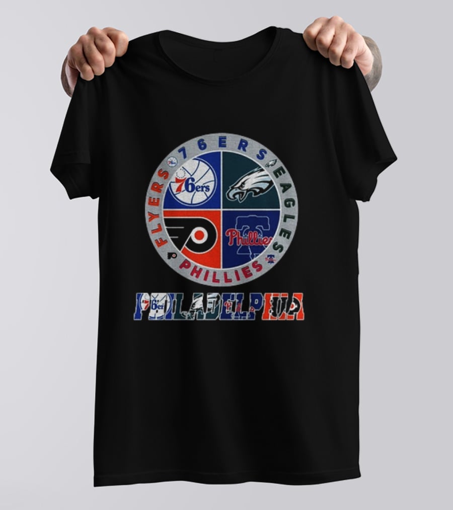 Philadelphia 76ers Eagles Phillies Flyers Team Circle T-Shirt