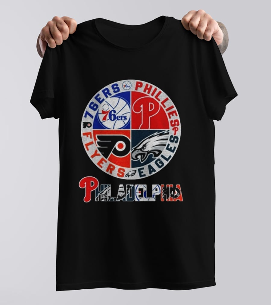 Philadelphia 76ers Phillies Flyers Eagles Sports Team Circle T-Shirt