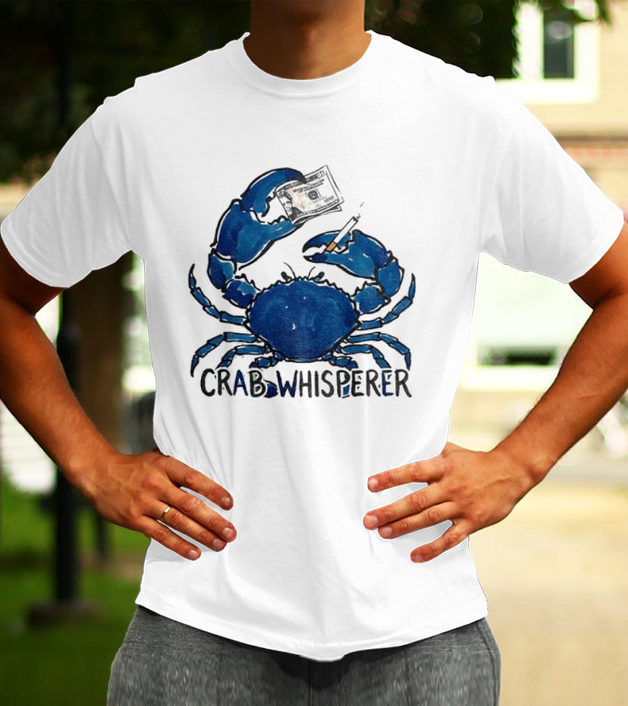 Crab Whisperer Blue Crab Holding Paintbrush Meme T-Shirt