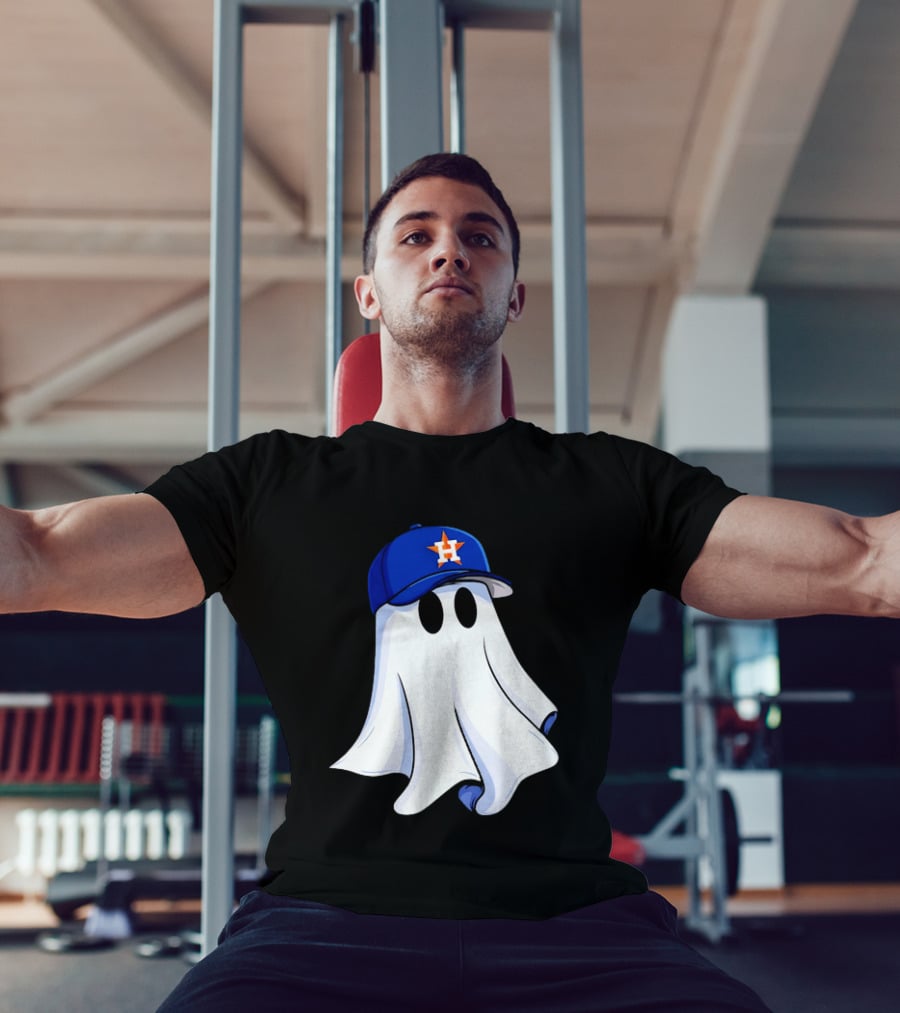 Houston Astros Halloween Ghost Wearing Baseball Cap T-Shirt