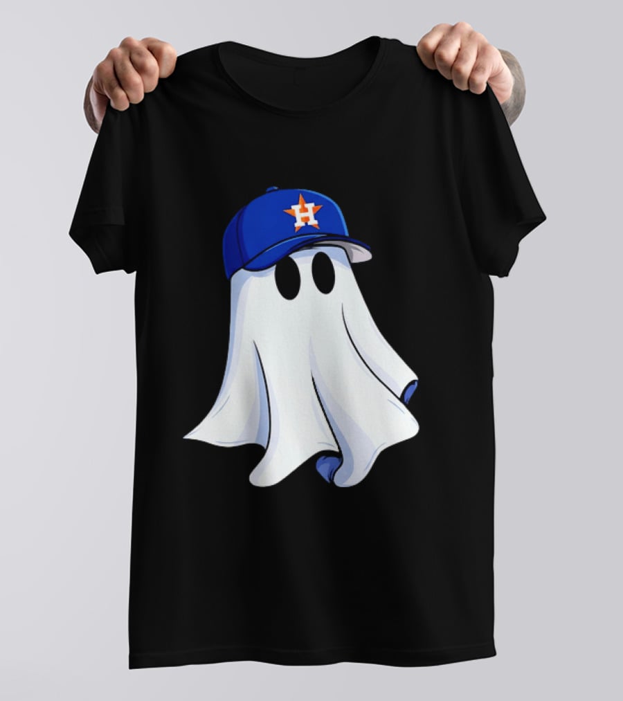 Houston Astros Halloween Ghost Wearing Baseball Cap T-Shirt