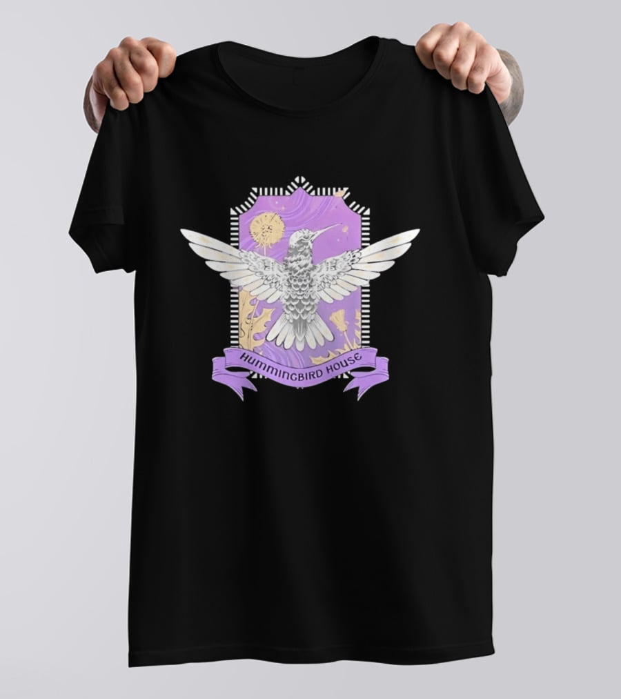 Hummingbird House Nature Botanical Dandelion Crest Purple T-Shirt