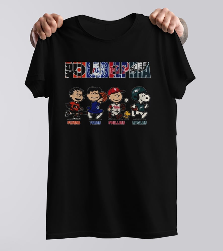 Philadelphia Flyers 76ers Phillies Eagles Peanuts Snoopy Friends T-Shirt
