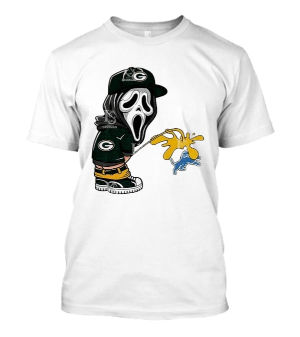 Green Bay Packers Ghostface Pissing On Detroit Lions NFL Rivalry T-Shirt