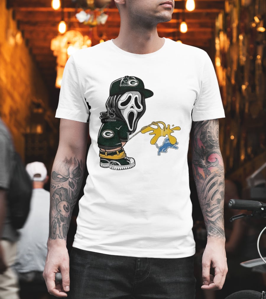 Green Bay Packers Ghostface Pissing On Detroit Lions NFL Rivalry T-Shirt