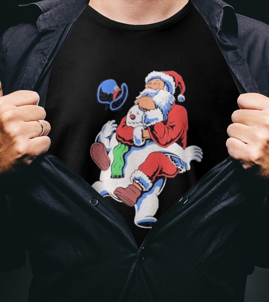 Jiu Jitsu Santa Rear Naked Choke Snowman Christmas T-Shirt