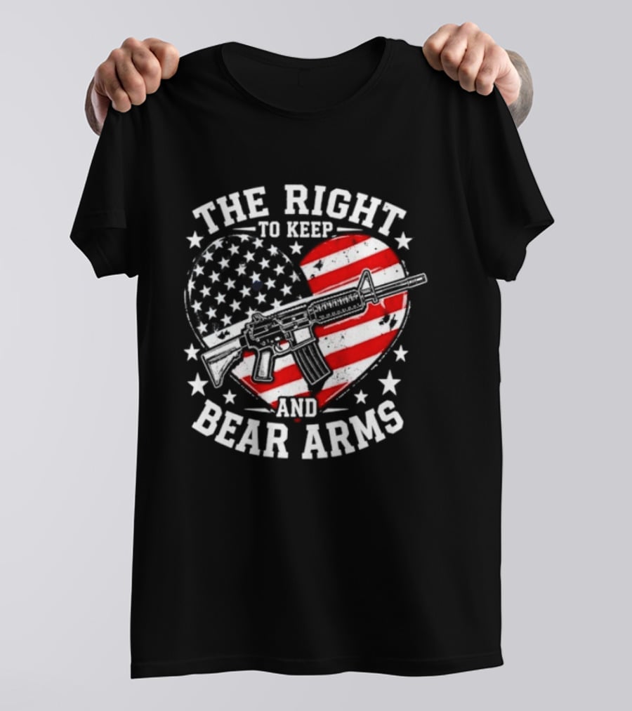 The Right To Keep And Bear Arms Heart Flag Rifle Stars T-Shirt