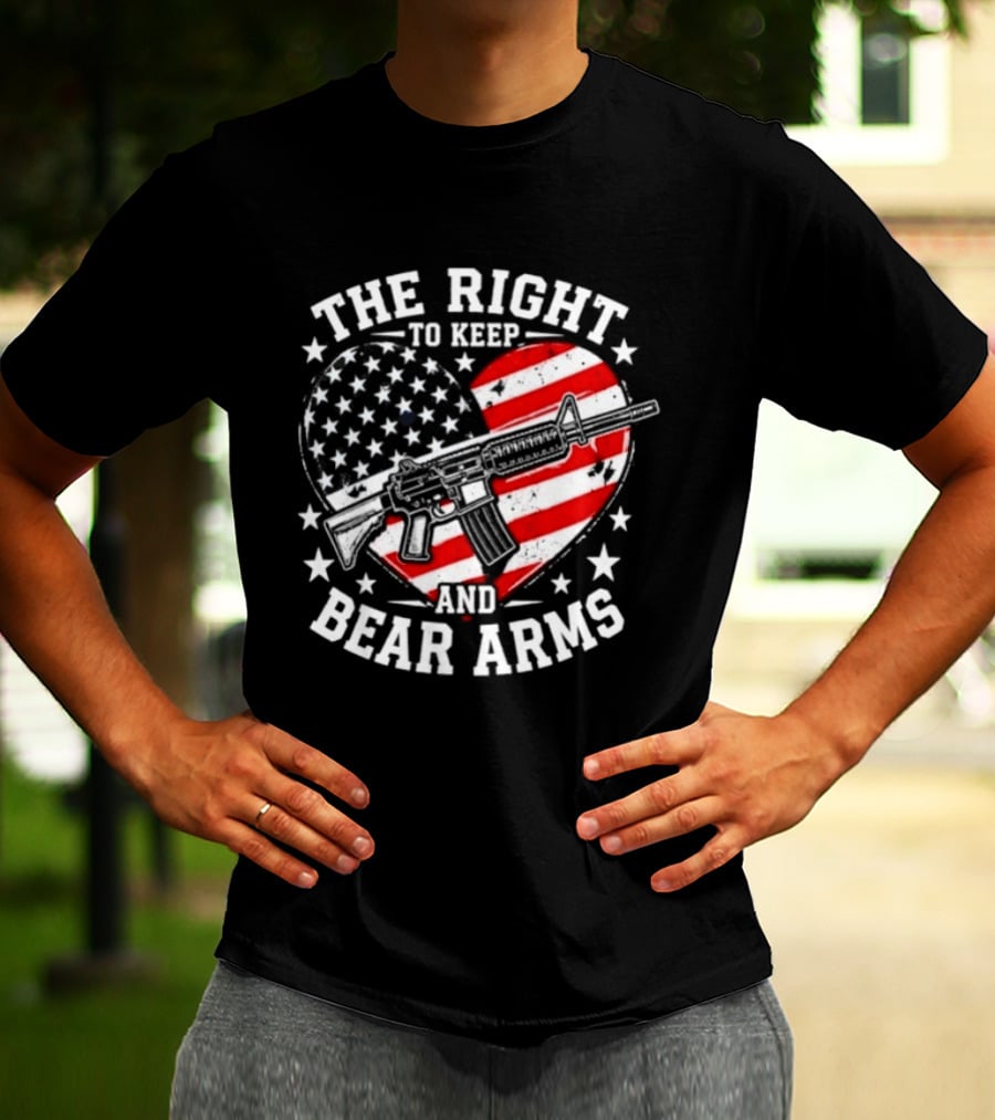 The Right To Keep And Bear Arms Heart Flag Rifle Stars T-Shirt