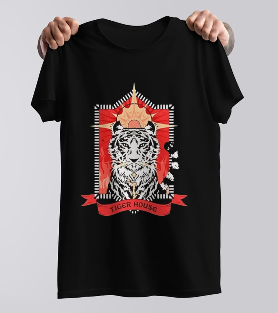 Tiger House Celestial Animal Sunburst Tiger T-Shirt