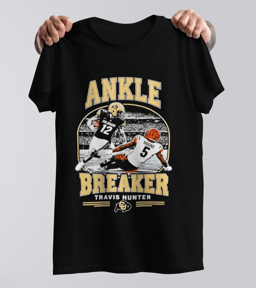 Ankle Breaker Travis Hunter Number 12 Colorado Higgins Number 5 Bengals Football T-Shirt
