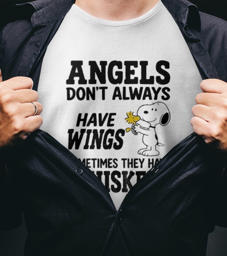 Snoopy Woodstock Angels Don't Always Have Wings Sometimes They Have Whiskers T-Shirt