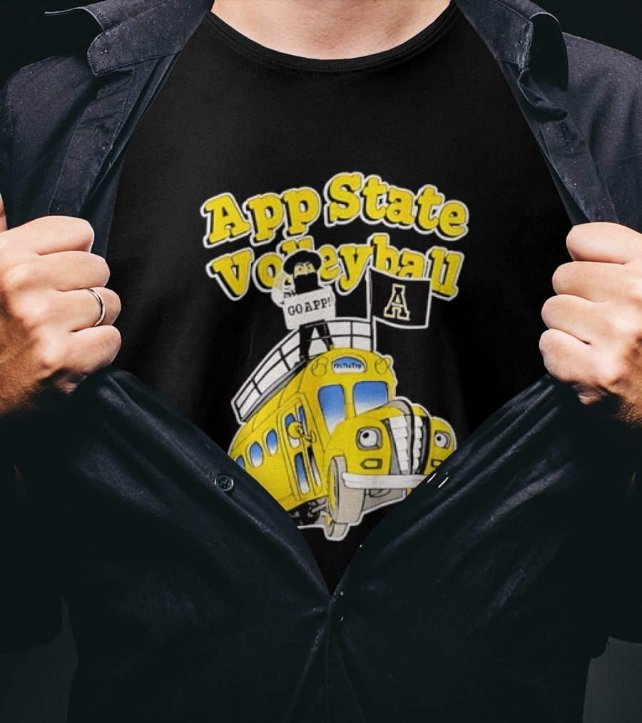 App State Volleyball Go App Mountaineers Bus Adventure T-Shirt