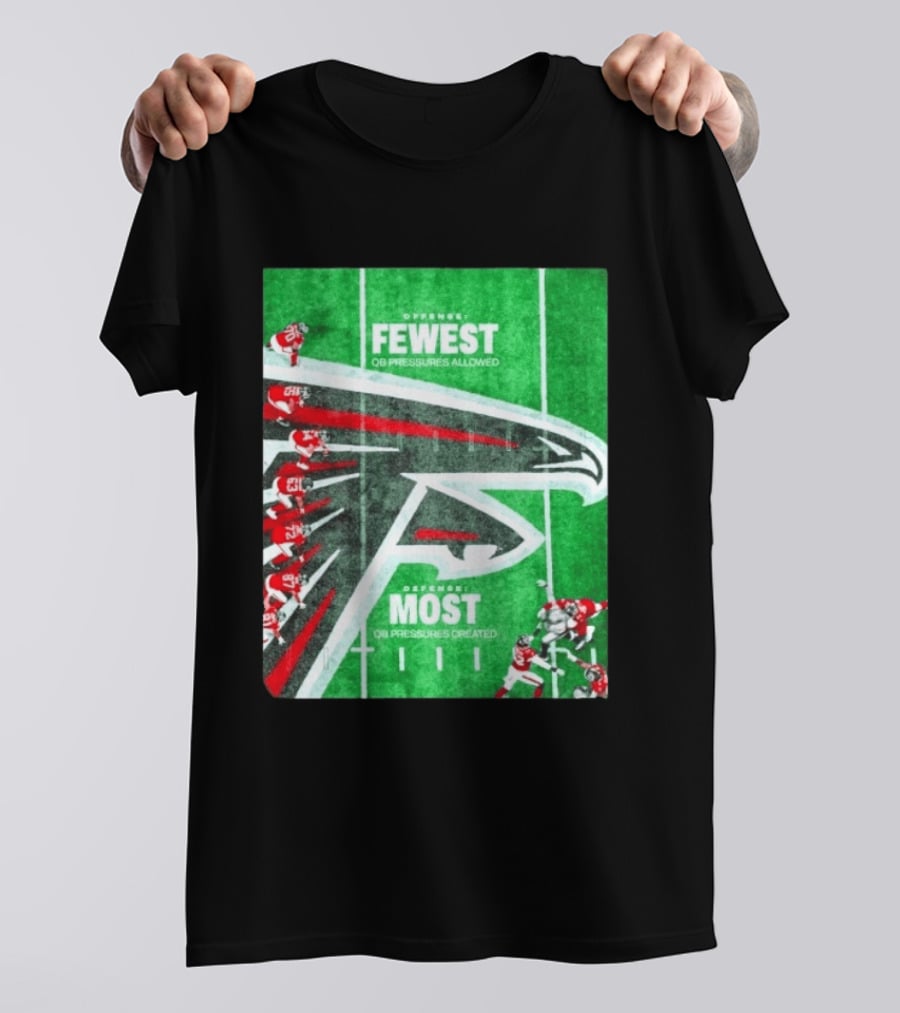 Atlanta Falcons Offense Fewest QB Pressures Allowed Defense Most Pressures Created T-Shirt