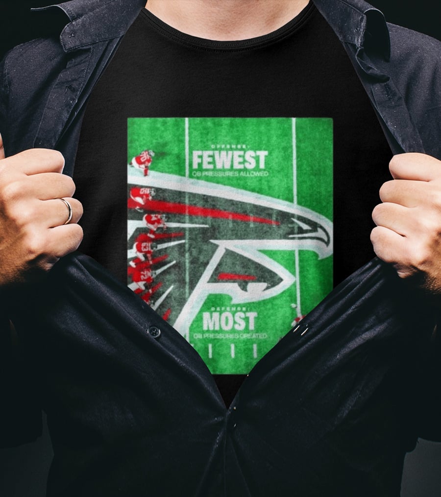 Atlanta Falcons Offense Fewest QB Pressures Allowed Defense Most Pressures Created T-Shirt