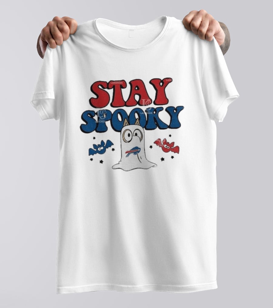 Buffalo Bills Bluey Halloween Stay Spooky Ghost Cartoon T-Shirt