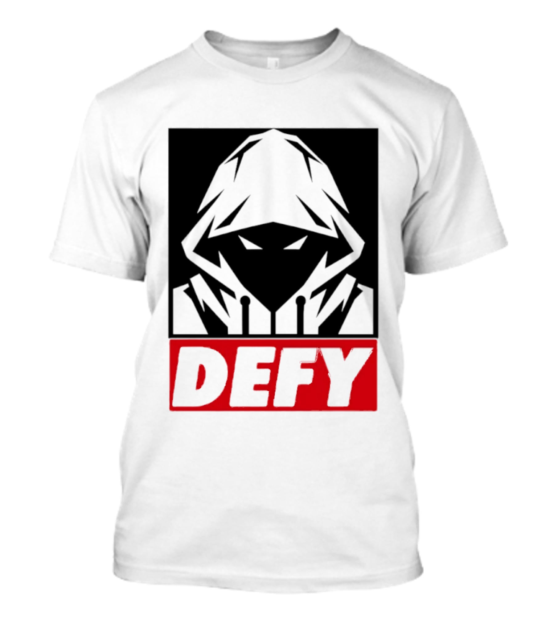 Defy Hooded Figure Streetwear Urban Fashion T-Shirt