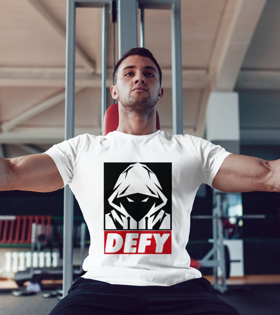 Defy Hooded Figure Streetwear Urban Fashion T-Shirt