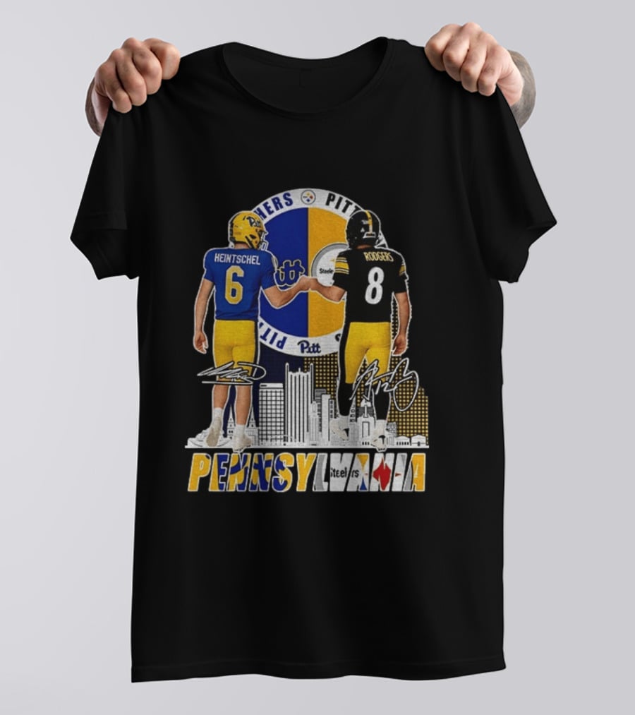 Pitt Panthers Heintschel And Pittsburgh Steelers Rodgers Pennsylvania Football Team Collaboration T-Shirt