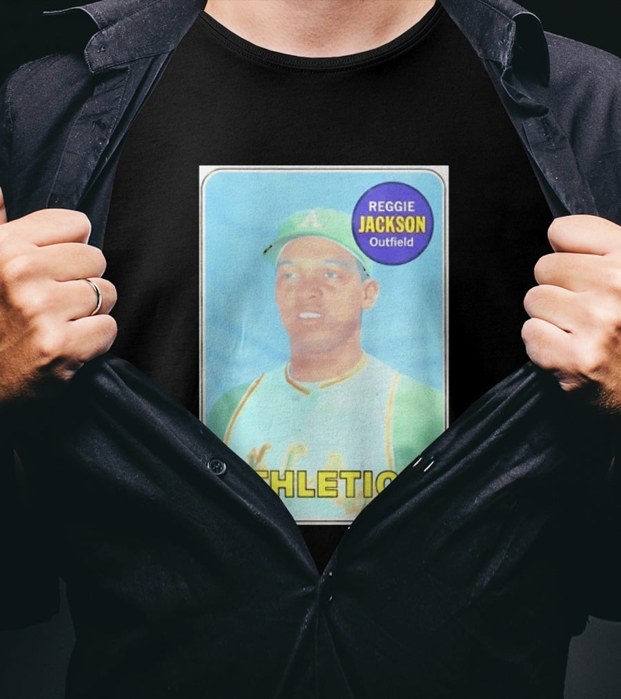 Reggie Jackson Athletics Outfield Baseball Card Oakland A's Player T-Shirt