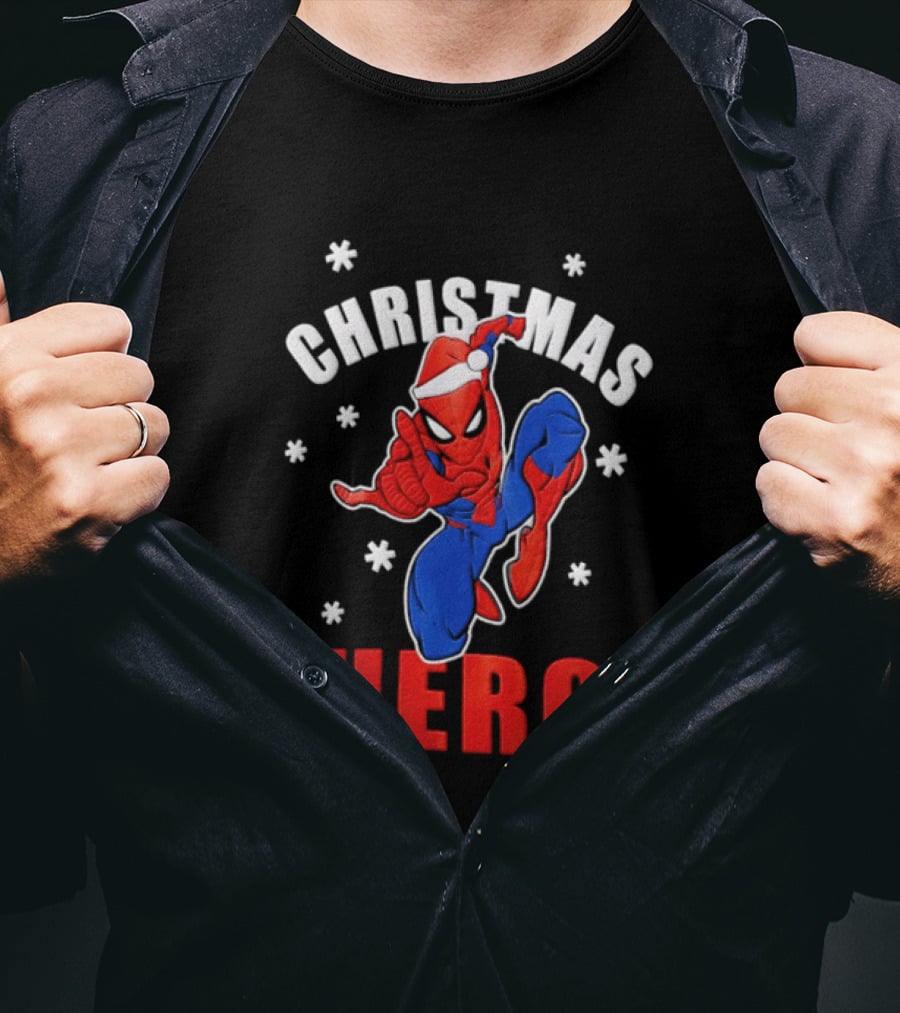 Christmas Hero Santa Hat Spider Man Marvel T-Shirt
