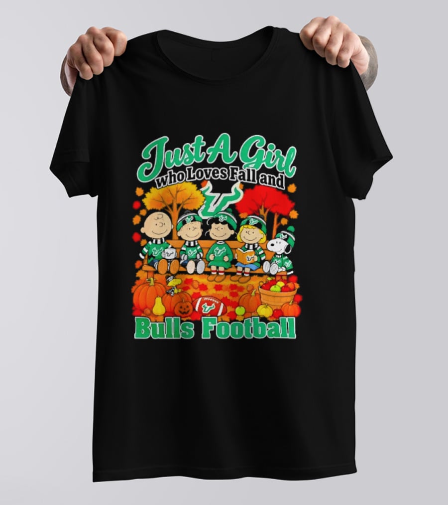 South Florida Bulls Charlie Brown Snoopy Just A Girl Who Loves Fall Football T-Shirt