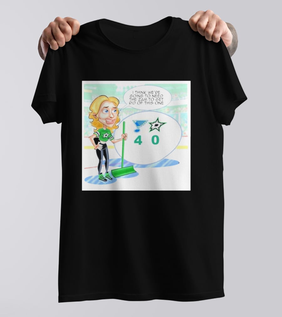 St Louis Blues Vs Dallas Stars Hockey 4 0 Cartoon With Humor And Zamboni Joke T-Shirt