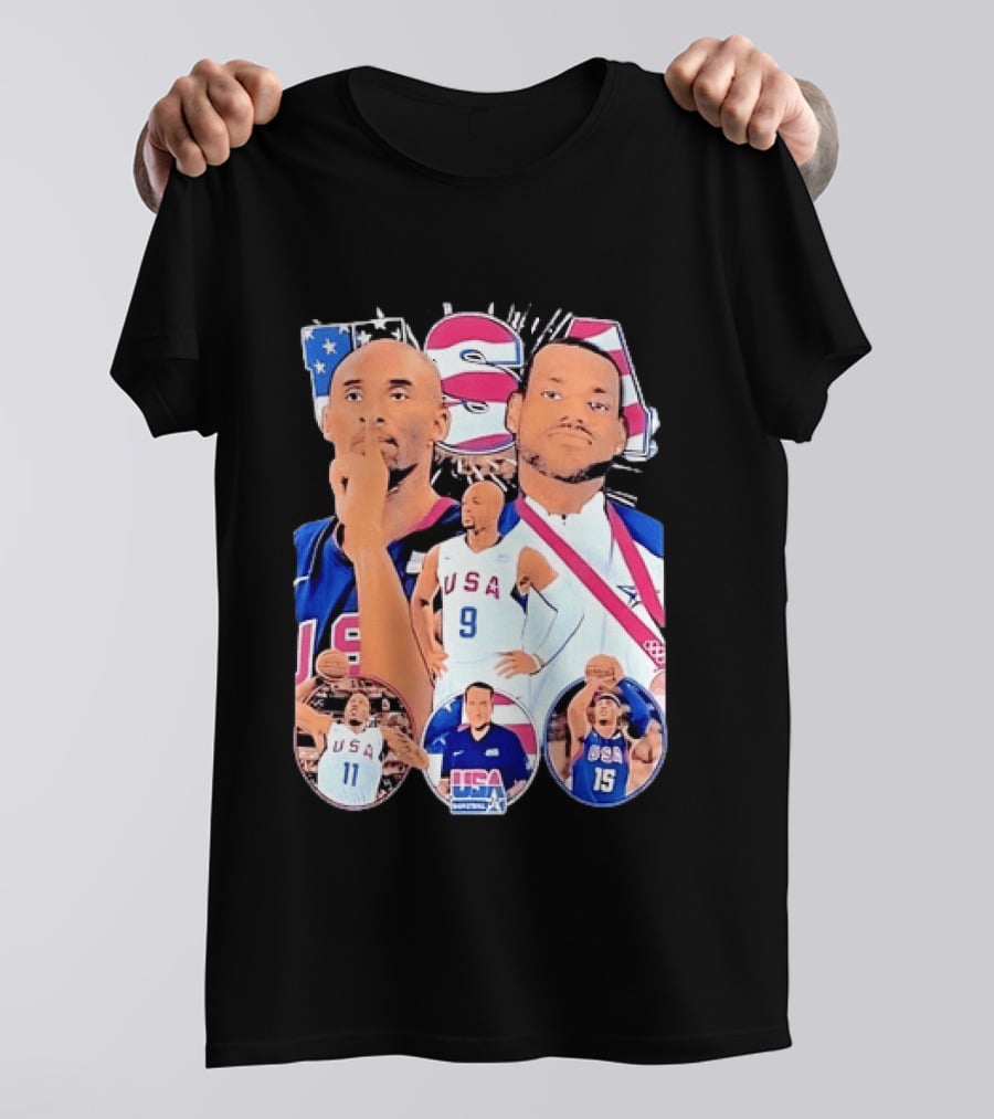 Kobe Bryant LeBron James USA Basketball Legends Iconic Team USA Moments T-Shirt