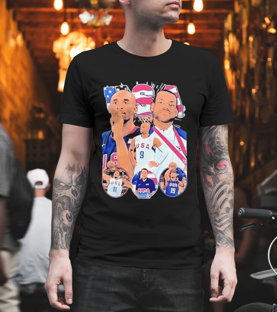 Kobe Bryant LeBron James USA Basketball Legends Iconic Team USA Moments T-Shirt